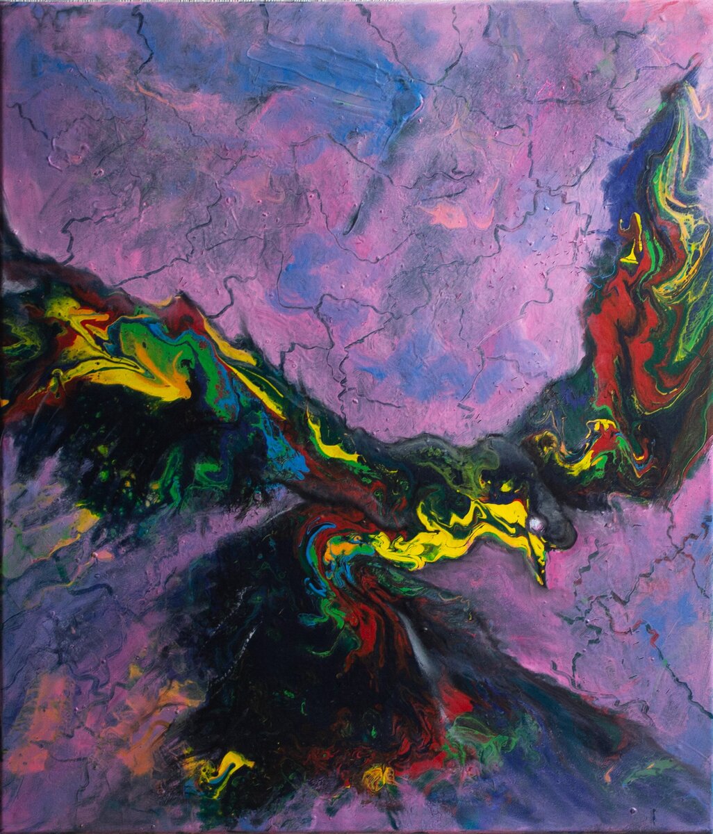 Shaman in a Cage, canvas, original technique, 2026