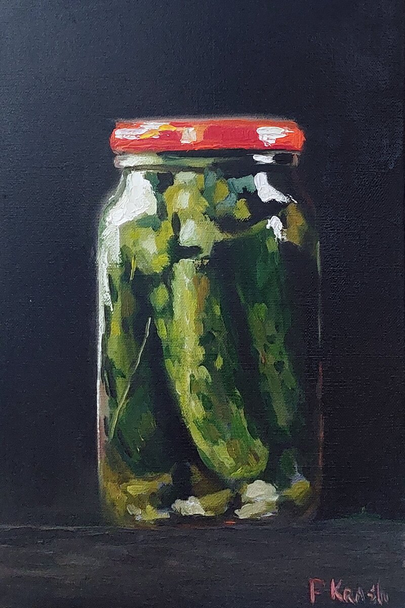 A jar of cucumbers