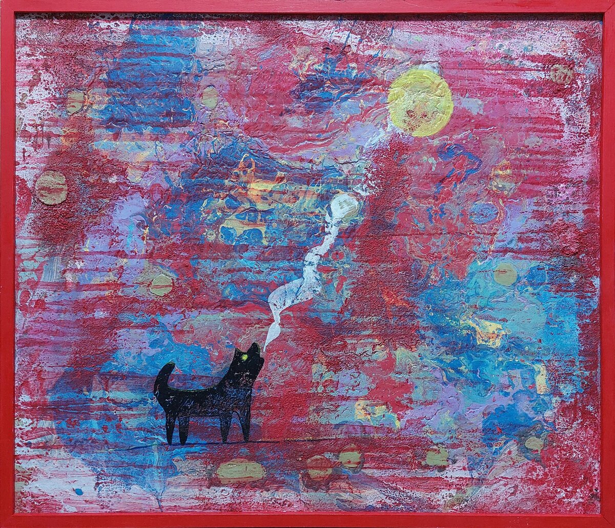 The moon, canvas, original technique, 2023