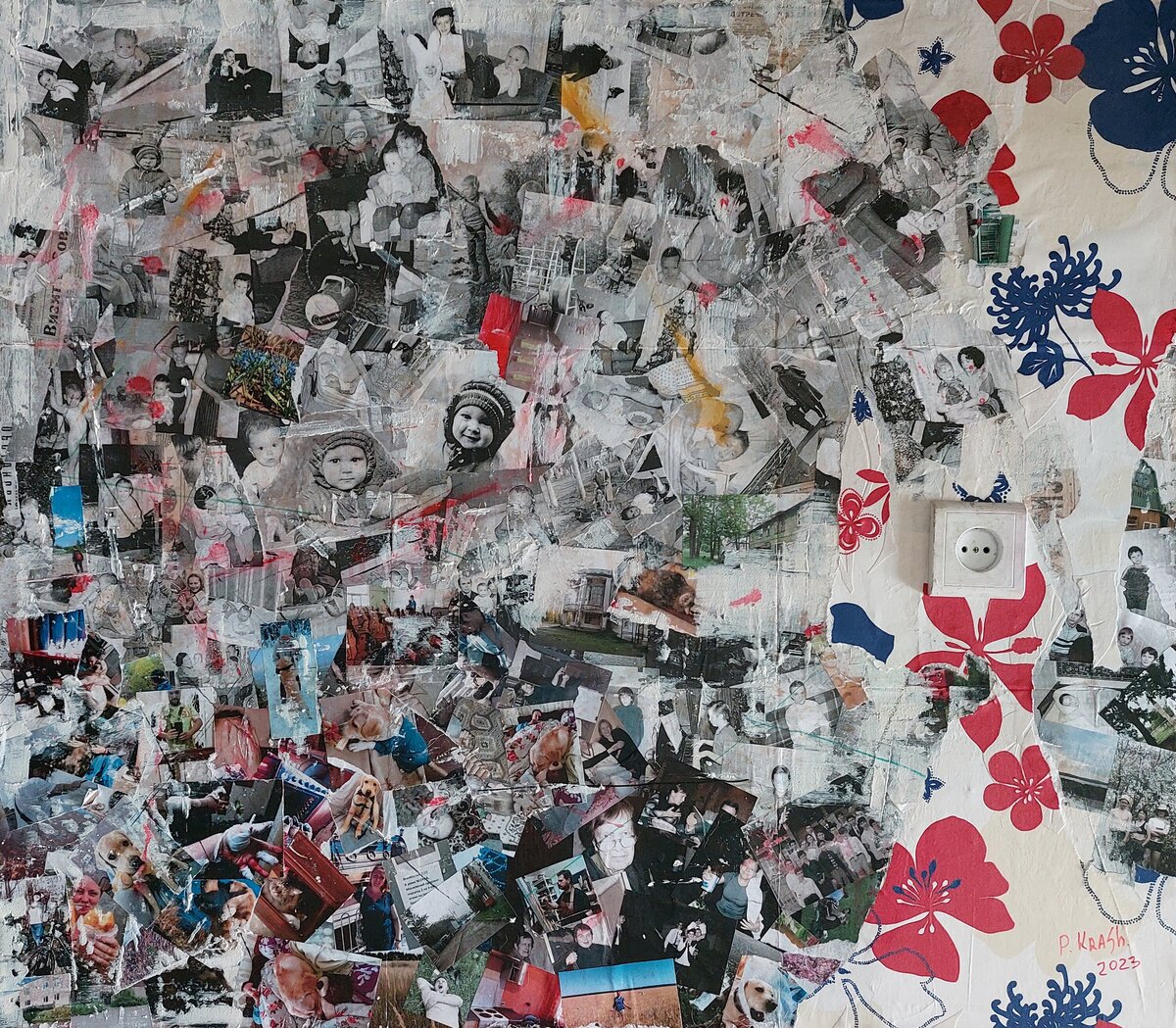 The wall, collage, mixed media, 2023