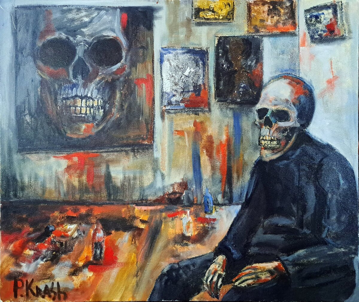 Self-portrait, canvas, original technique, oil, 2024